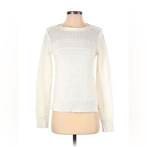 Tahari open knit cable sweater white small